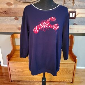 Talbots Navy Blue with Lobster Sweater